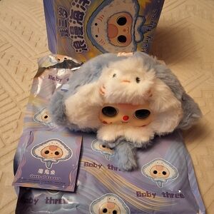 Baby Three Blue and White Plush D